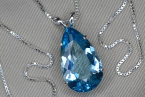 Colgante de topacio azul natural certificado en plata de ley, piedra de nacimiento de diciembre, joyería de gemas, regalo para ella, joyería fina elegante. - Product Image 4