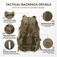 Sacs à dos tactiques haut de gamme en gros, imperméables, Oxford 45L, 3 jours, Molle, camouflage pour hommes