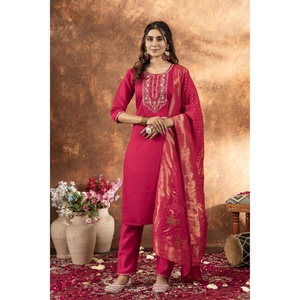 Ensemble élégant Kurti, pantalon et dupatta pour femmes - Product Image 3