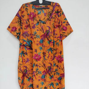 ชุดคลุมชายหาดผ้าฝ้ายอินเดียทำมือทรงหลวมสไตล์โบโฮ - Product Image 1