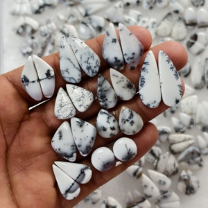Lot de 2 cabochons en agate dendritique, 11x11x3 mm et 30x10x3 mm, pour la création de bijoux, 16 carats en moyenne - Product Image 1