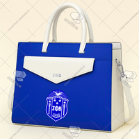Zeta Phi Beta Premium PU deri Tote çanta kadın profesyonel iş çantası debriyaj çanta ile gemi hazır Sorority Laptop el çantası