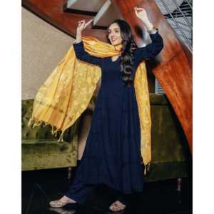 Ensemble de costume à volants en coton et fibre de bambou rayonne bleu corail pour femme, taille XS - Product Image 6