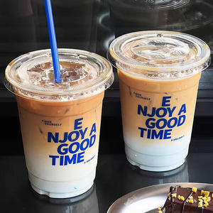 Vasos de Plástico Transparentes Desechables de 16 oz con Logotipo Personalizado, Vasos de Plástico PET Transparentes para Café Helado y Bebidas Frías para Llevar con Tapas Planas - Product Image 2