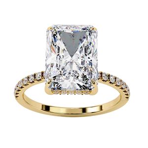 Anillo de Lujo de Oro de 18K con Diamante de Laboratorio de Corte Radiante de 2.5 ct E VVS2 con Certificado IGI y Halo Oculto para Damas - Product Image 1