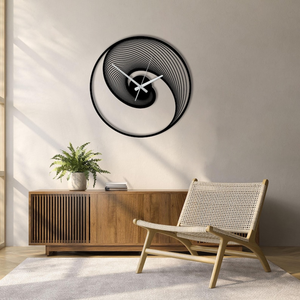 Horloge murale moderne en métal, design spirale ondulée, horloge artistique contemporaine, décoration de luxe pour salon - Product Image 3