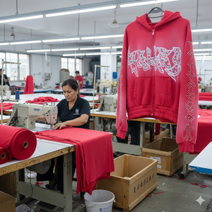 Sweat-shirts à capuche unisexes surdimensionnés et déchirés avec fermeture éclair, personnalisables avec logo sérigraphié et strass, en matériaux de qualité supérieure à prix abordables - Product Image 1