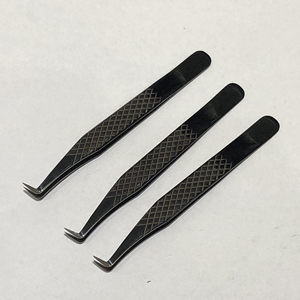 Pinzas de Acero Inoxidable con Punta Recta y Curva para Extensión de Pestañas Postizas - Product Image 3