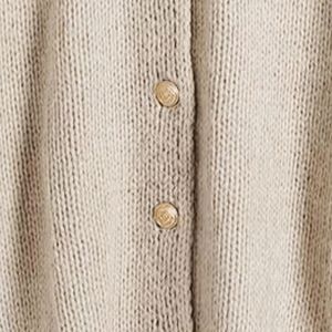 Cárdigan de punto suave beige para mujer con manga globo, botones frontales, ajuste holgado, estilo casual, manga larga, fabricante de logotipos personalizados - Product Image 5