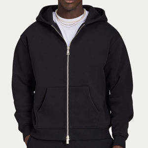 Sweat-shirt à capuche entièrement zippé personnalisé en molleton de coton épais, fabricant OEM ODM à marque privée - Product Image 4