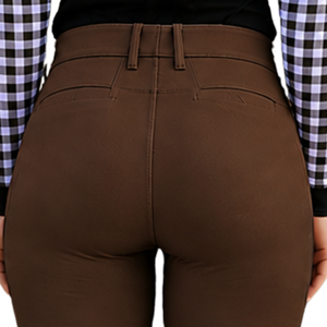 Culotte d'équitation marron pour femme, taille haute, extensible, avec grip aux genoux, pour l'entraînement et la compétition, style classique - Product Image 6