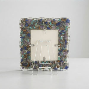 Cadre photo en acrylique fait main imprimé UV avec motif mosaïque turquoise bleu, affichage horizontal sur table, par REHMAN CRAFT - Product Image 5