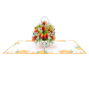 Carte de vœux 3D en forme de panier de fleurs, artisanat en papier fait main, vente en gros - Product Image 3