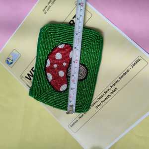 Handmade Beaded Mushroom <b>Coin</b> <b>Purse</b> Green Pouch Zipper Wallet Boho Mini Clutch Bag Cute Embroidery Makeup Chain Strap - Product Image 4
