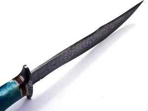 Cuchillo Bowie de Acero de Damasco con Funda, Cuchillo de Caza Hecho a Mano, Hoja Fija, Cuchillos Bowie Largos, Ideal para Supervivencia, Camping y Actividades al Aire Libre - Product Image 3