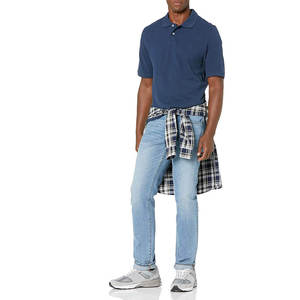Polo de Algodón Azul Marino de Manga Corta para Hombre, Corte Regular, Informal, Tejido de Punto, Color Sólido, Diseño Transpirable - Product Image 2