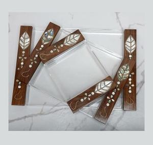 Auténtica Bandeja Árabe de Madera Hecha a Mano con Incrustaciones de Madreperla, para Coleccionistas y Decoración - Product Image 3