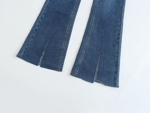 Blue Casual Plain Straight Leg Regular Fit Denim Pants Women Designer <b>Jeans</b> High Waist Washable Solid - Product Image 5
