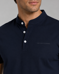 Polo en coton noir à manches courtes pour homme Vibe Craft Clothing, couleur unie, boutons sur le devant, style décontracté chic, prix avantageux - Product Image 2
