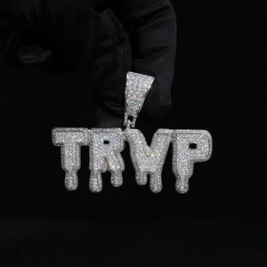 Iced Out Moissanite Drop Letter Name Pendant 925 <b>Silver</b> Round Cut Hip Hop Letter <b>Charms</b> Pendant Pass Diamond Tester Pendant - Product Image 4