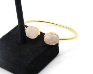 Bracelets ajustables en pierre Druzy naturelle avec argent allemand |   Bracelet manchette artisanal en pierre gemme Druzy |   Bijoux de mode pour femmes - Product Image 3