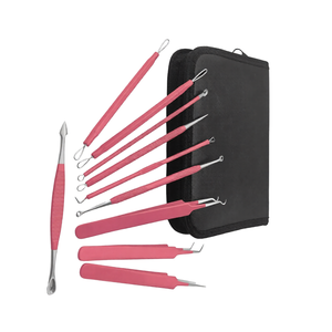 Kit de 10 Herramientas para Eliminar Puntos Negros y Espinillas, Extractor de Acné de Acero Inoxidable Rosa, Herramientas de Belleza para el Cuidado de la Piel - Product Image 5