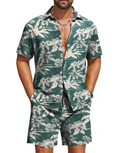 Conjunto de Camisa y Pantalones Cortos de Playa para Hombre, con Logotipo Personalizado, Estampado, Informal, de Dos Piezas, para Vacaciones de Verano - Product Image 1