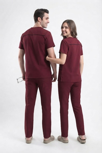 Unisex Custom Nursing <b>Scrub</b> <b>Set</b> Medical Uniform Hospital Nurse <b>Scrubs</b> V Neck Top Jogger Pants <b>Set</b> - Product Image 2