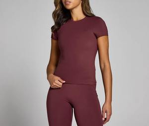 Camiseta de Manga Corta con Cuello Redondo para Mujer, al por Mayor, Personalizada, Económica, Casual, Ajustada, Lisa, Básica, para Damas - Product Image 1