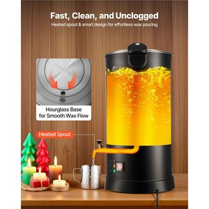 Chauffe-cire rapide à chauffage uniforme de 15,9 Qts pour la fabrication de bougies, bec verseur facile avec contrôle de la température, base en forme de sablier - Product Image 5