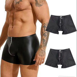 Quality Men Cowhide Leather Shorts High Street Mid Waistband Breathable Windproof Customized Printing Solid Color Shorts - Product Image 1