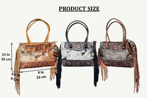 Sac fourre-tout à franges dissimulé en cuir usiné à la main haut de gamme de grande capacité à la mode vintage sacs à bandoulière en cuir véritable pour femmes - Product Image 2