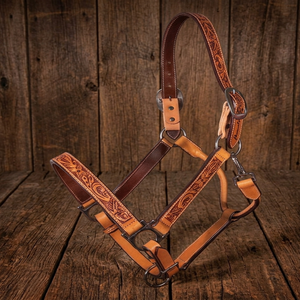 Harnais d'entraînement en cuir pour cheval, style anglais, avec broderie florale artisanale, harnais western en cuir repoussé - Product Image 3