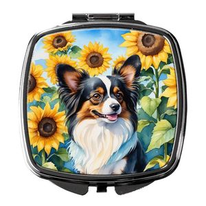 Papillon, girasoles compactos para mujer, espejo de maquillaje de viaje decorativo, regalo de bolsillo de mano plegable para niñas - Product Image 1