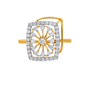 Anillo de Lujo de Oro Amarillo de 18K con Halo Cuadrado y Racimo de Diamantes en Forma de Corazón para Mujer, Joyería Fina para Compromiso y Boda - Product Image 3