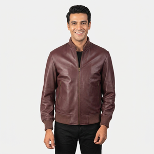 Customizable Men's High-Street Style <b>Winter</b> <b>Jacket</b> Windproof Cow Skin <b>Leather</b> Stand High Quality Canvas <b>jacket</b> for men - Product Image 1