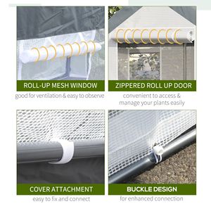 Serra Tradizionale a Tunnel 3x2,1m con Finestre Avvolgibili e Porta con Cerniera Bianco/Grigio Scuro - Essenziali per il Giardinaggio - Product Image 5