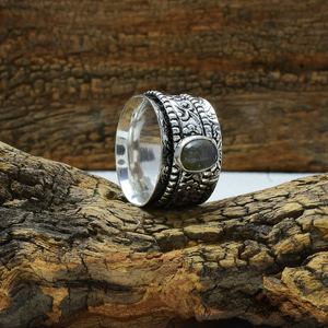 Labradorite <b>Spinner</b> <b>Ring</b> 925 Sterling Silver Fidget <b>Ring</b> Handmade Meditation Jewelry Gift for Her - Product Image 6