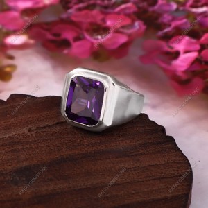 Anillo de Zirconia Cúbica Creada en Laboratorio, Plata Alemana, Hecho a Mano, Chapado en Plata, Todas las Tallas, Regalo para Hombres y Mujeres - Product Image 3