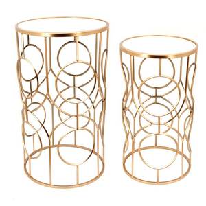 Contemporary Metal Frame Nesting Table Set with Durable Wooden Top for Living Room Side Tables and Space Saving Design - Product Image 1