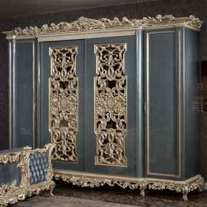 Armario de Lujo de Estilo Europeo Real, de 4 Puertas, de Madera de Caoba Sólida, con Paneles Tallados en Oro, Ecológico y Duradero, para Dormitorio - Product Image 6