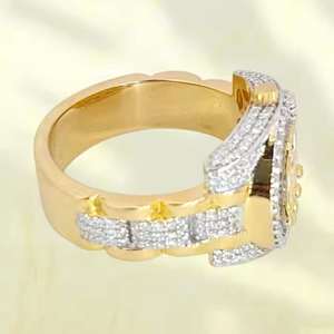 Bague unisexe hip-hop sertie de diamants Moissanite créés en laboratoire, plaquée rhodium étincelant, style décontracté pour concerts et clubs, provenance Inde - Product Image 5