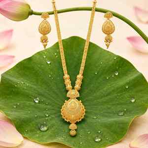 Juego de Joyería de Moda de Latón con Collares Largos de Oro de 14K, 18K, 24K, Diseño Floral Tradicional, para Novias, Venta al por Mayor - Product Image 3