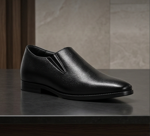 Asken Atelier Men's Hidden Heel Slip-On Loafers Genuine Leather Formal Business <b>Shoes</b> Breathable Toe Design Cushioned Anti-Slip - Product Image 1