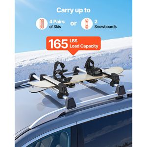 Portasci e Portasnowboard Universale in Alluminio per Tetto Auto, Capacità 4 Paia di Sci e 2 Snowboard, per Attrezzatura Sportiva - Product Image 2