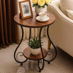 Table basse en métal style farmhouse, table d'appoint moderne et simple, petite table ronde avec plateau en métal, pour salon et chambre - Product Image 1