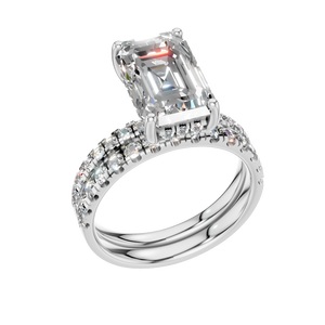 Anillo de Compromiso Unisex de Plata 925 de Alta Calidad con Moissanita Corte Esmeralda y Engaste de Garras para Mujer, Accesorio para Aniversario de Bodas - Product Image 1