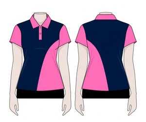 Camisa Negra para Mujer con Cuello y Puños Blancos, Manga Corta, Tejido de Punto Informal, Color Sólido, Largo Regular, 100% Algodón, Logotipo en la Parte Delantera - Product Image 1