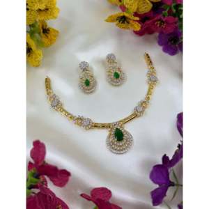 Indian Ethnic Falak Two Tone Gold Plated Casual Hasli Necklace & Earring Set for Wedding - Product Image 2