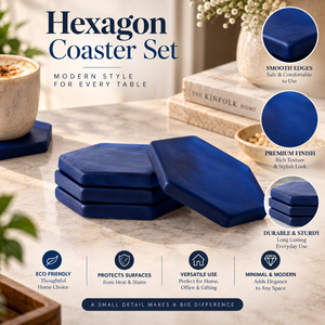 Juego de Posavasos Hexagonales de Resina Epoxi para Tazas de Té, Café y Tazas |   Posavasos Azules para Mesa de Comedor, Decoración para el Hogar y la Oficina, y Regalo para Mesa - Product Image 5